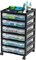 IRIS USA 6 Drawer 12" x 12" Scrapbook Rolling Storage Cart with Organizer Top and 6 Clear Cases, Black/White